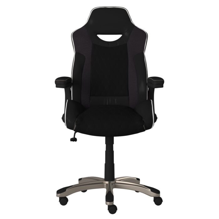 Dorel Alphason Silverstone Pro Gaming Chair - Microfibre and Faux Leather - Black-30314