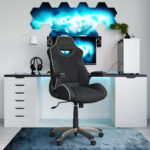 Dorel Alphason Silverstone Pro Gaming Chair - Microfibre and Faux Leather - Black-30317