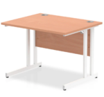 BIG DEALS Dynamic Impulse Straight Desk - White Legs and Beech Finish - Multiple Size Options-32647