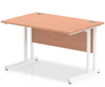 BIG DEALS Dynamic Impulse Straight Desk - White Legs and Beech Finish - Multiple Size Options-32645