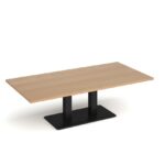 DAMS Eros rectangular coffee table with rectangular base and twin uprights 1600mm x 800mm-0