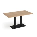 DAMS Eros rectangular dining table with flat rectangular base and twin uprights 1400mm x 800mm-0