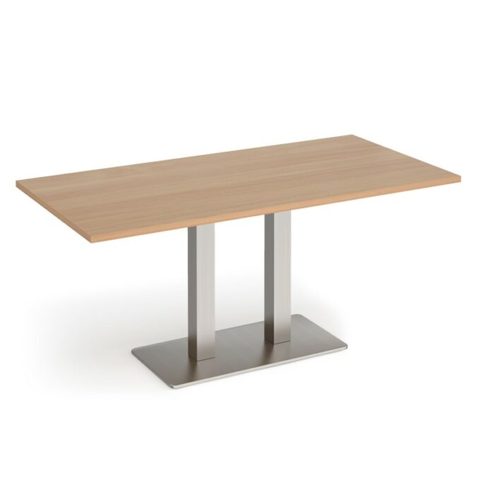 DAMS Eros rectangular dining table with flat rectangular base and twin uprights 1600mm x 800mm-35844