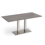 DAMS Eros rectangular dining table with flat rectangular base and twin uprights 1600mm x 800mm-35846