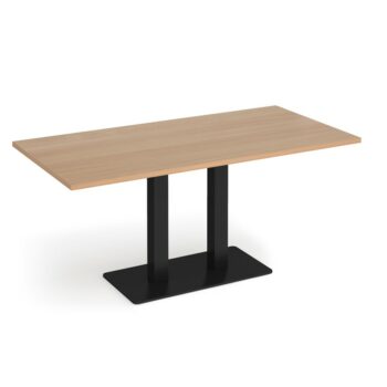 DAMS Eros rectangular dining table with flat rectangular base and twin uprights 1600mm x 800mm-0
