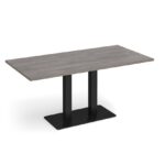 DAMS Eros rectangular dining table with flat rectangular base and twin uprights 1600mm x 800mm-35838