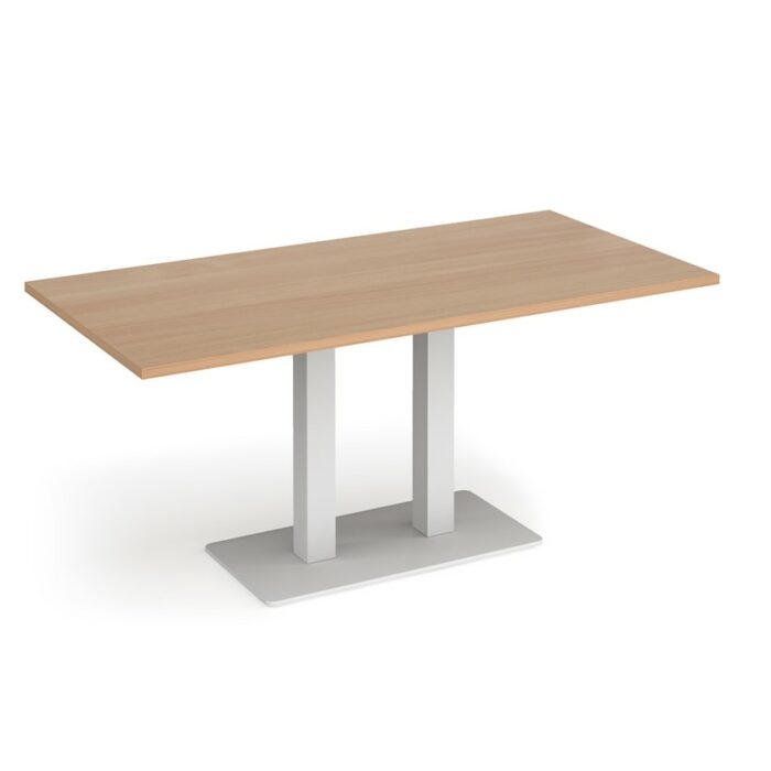 DAMS Eros rectangular dining table with flat rectangular base and twin uprights 1600mm x 800mm-35852