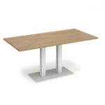 DAMS Eros rectangular dining table with flat rectangular base and twin uprights 1600mm x 800mm-35851