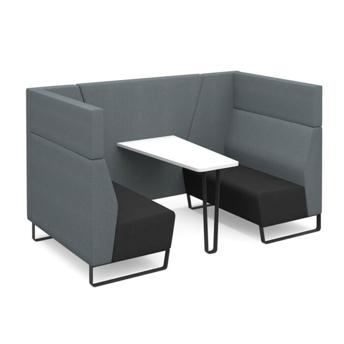DAMS Encore² open high back 4 person meeting booth with table and black sled frame - made to order-32643