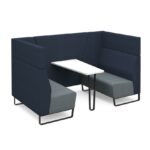 DAMS Encore² open high back 4 person meeting booth with table and black sled frame - made to order-32642