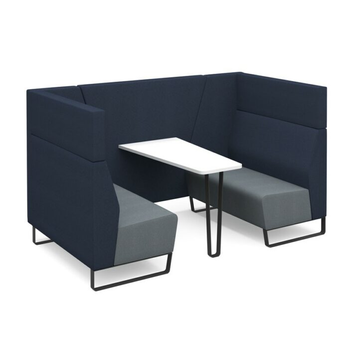 DAMS Encore² open high back 4 person meeting booth with table and black sled frame - made to order-32642