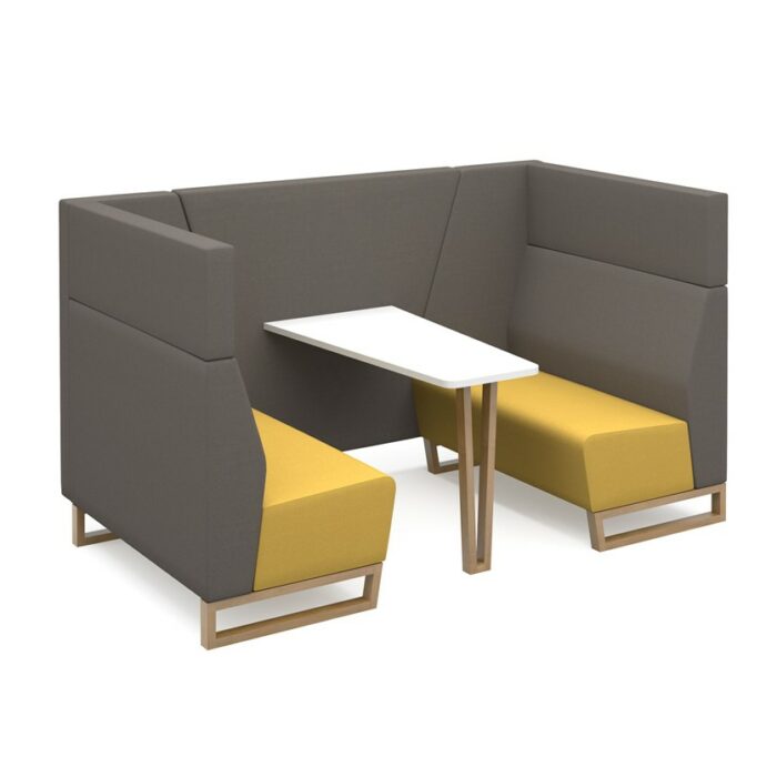 DAMS Encore² open high back 4 person meeting booth with table and wooden sled frame - made to order-0