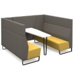DAMS Encore² open high back 6 person meeting booth with table and black sled frame - made to order-0