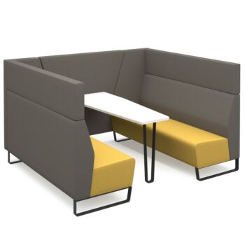 DAMS Encore² open high back 6 person meeting booth with table and black sled frame - made to order-0