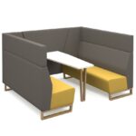 DAMS Encore² open high back 6 person meeting booth with table and wooden sled frame - made to order-0