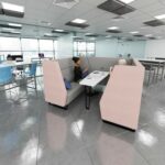 DAMS Encore² high back 4 person meeting booth with table and wooden sled frame - made to order-32630