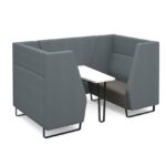 DAMS Encore² high back 4 person meeting booth with table and black sled frame - made to order-0