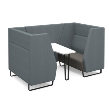 DAMS Encore² high back 4 person meeting booth with table and black sled frame - made to order-0
