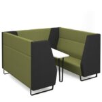 DAMS Encore² high back 6 person meeting booth with table and black sled frame - made to order-0