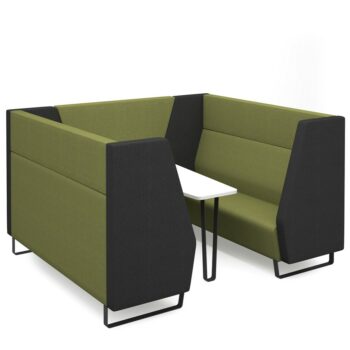 DAMS Encore² high back 6 person meeting booth with table and black sled frame - made to order-0