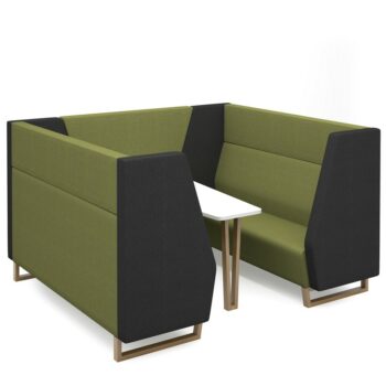 DAMS Encore² high back 6 person meeting booth with table and wooden sled frame - made to order-0
