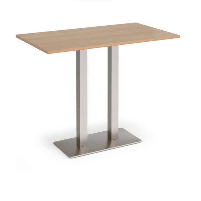 DAMS Eros rectangular poseur table with flat rectangular base and twin uprights 1400mm x 800mm-35915