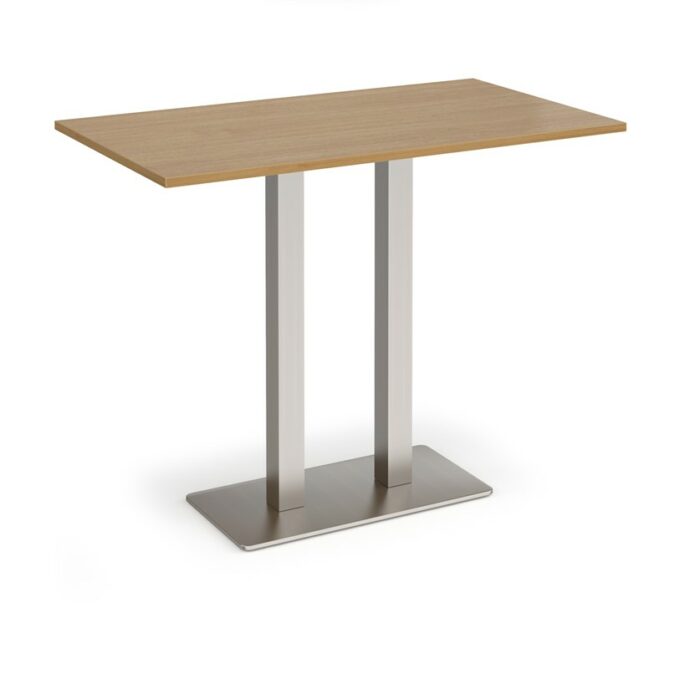 DAMS Eros rectangular poseur table with flat rectangular base and twin uprights 1400mm x 800mm-35914
