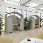 DAMS Priva 4 person rectangular meeting booth with roof and table - made to order-32768
