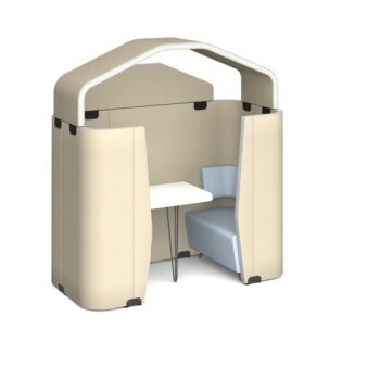 DAMS Priva 2 person rectangular meeting booth with roof and table - made to order-0