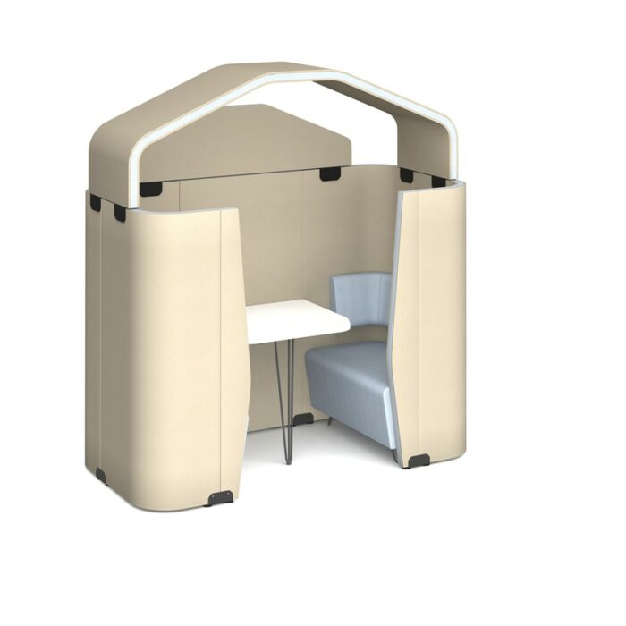 DAMS Priva 2 person rectangular meeting booth with roof and table - made to order-0