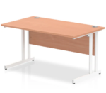 BIG DEALS Dynamic Impulse Straight Desk - White Legs and Beech Finish - Multiple Size Options-0