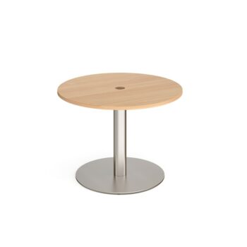 DAMS Eternal circular meeting table 1000mm with central circular cutout 80mm - brushed steel base-0