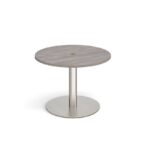 DAMS Eternal circular meeting table 1000mm with central circular cutout 80mm - brushed steel base-34502