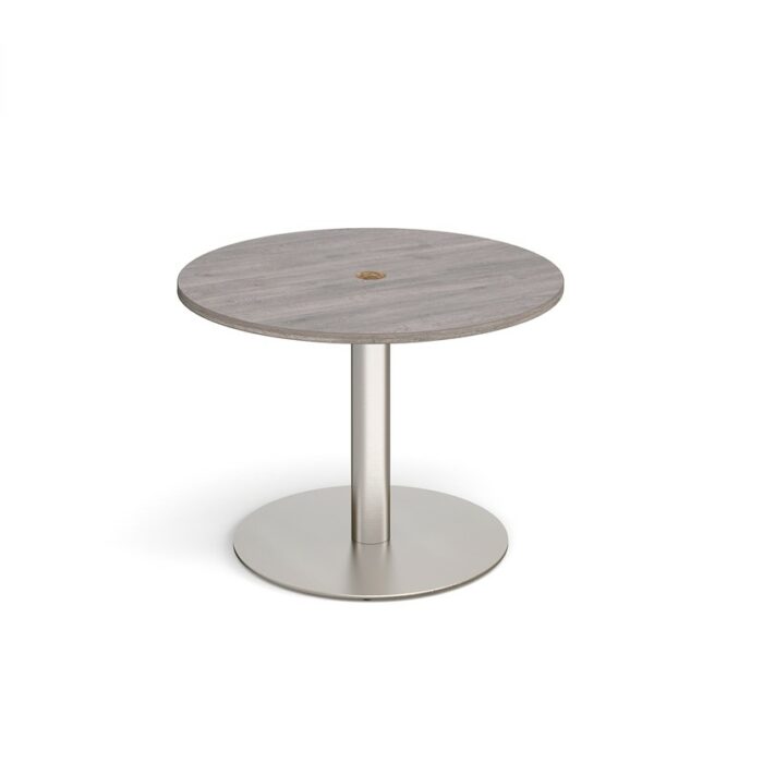 DAMS Eternal circular meeting table 1000mm with central circular cutout 80mm - brushed steel base-34502