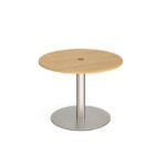 DAMS Eternal circular meeting table 1000mm with central circular cutout 80mm - brushed steel base-34503
