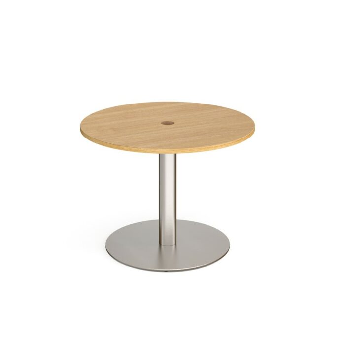 DAMS Eternal circular meeting table 1000mm with central circular cutout 80mm - brushed steel base-34503