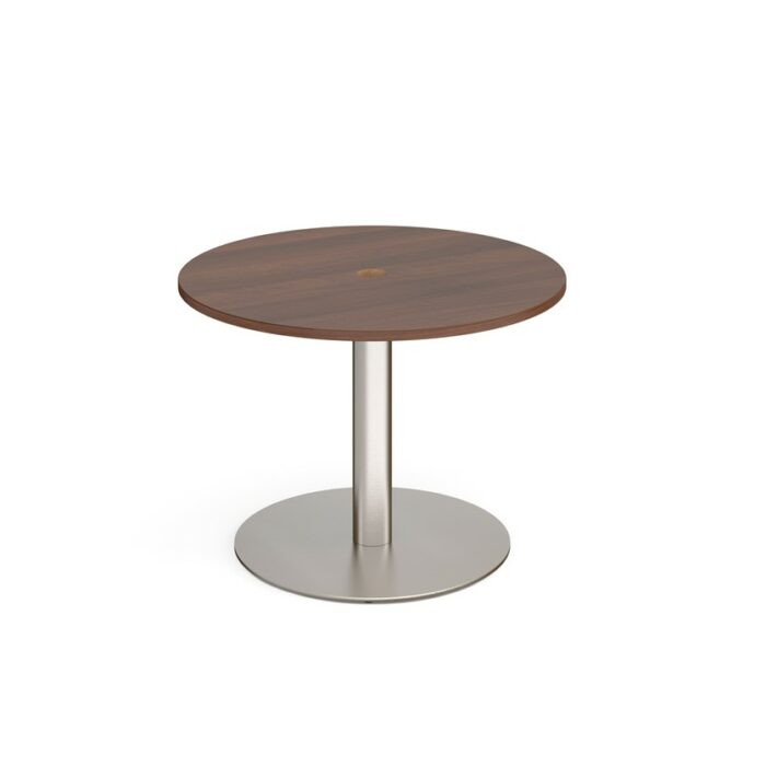 DAMS Eternal circular meeting table 1000mm with central circular cutout 80mm - brushed steel base-34501