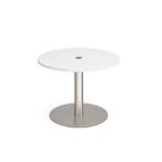 DAMS Eternal circular meeting table 1000mm with central circular cutout 80mm - brushed steel base-34499