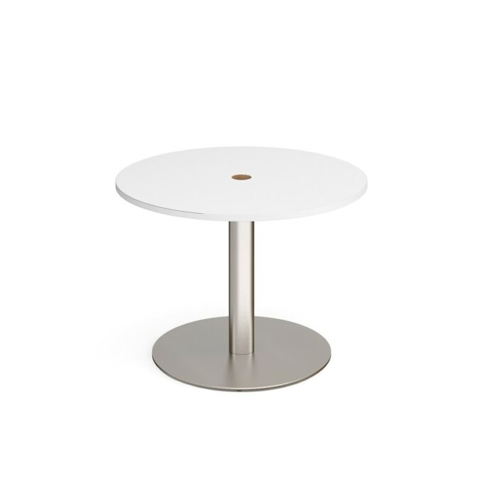 DAMS Eternal circular meeting table 1000mm with central circular cutout 80mm - brushed steel base-34499