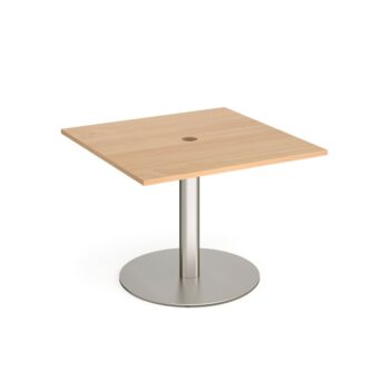 DAMS Eternal square meeting table 1000mm x 1000mm with central circular cutout 80mm - brushed steel base-0