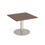 DAMS Eternal square meeting table 1000mm x 1000mm with central circular cutout 80mm - brushed steel base-34551