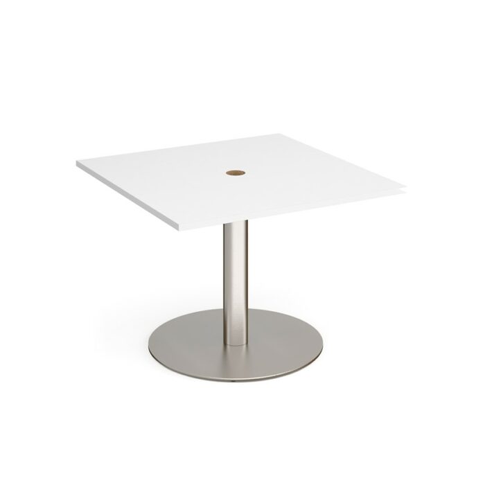 DAMS Eternal square meeting table 1000mm x 1000mm with central circular cutout 80mm - brushed steel base-34550