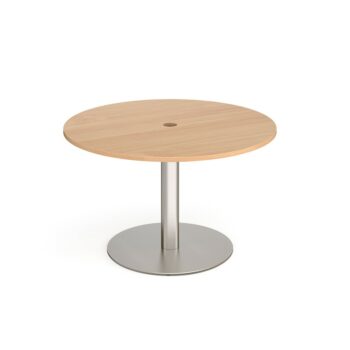 DAMS Eternal circular meeting table 1200mm with central circular cutout 80mm - brushed steel base-0