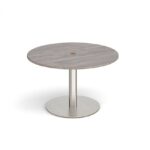 DAMS Eternal circular meeting table 1200mm with central circular cutout 80mm - brushed steel base-34527