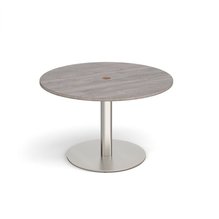 DAMS Eternal circular meeting table 1200mm with central circular cutout 80mm - brushed steel base-34527