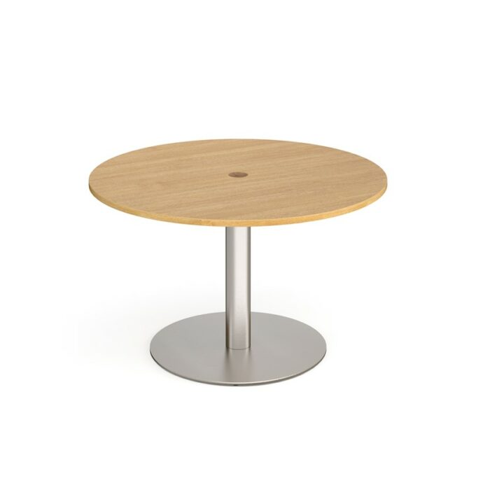 DAMS Eternal circular meeting table 1200mm with central circular cutout 80mm - brushed steel base-34526