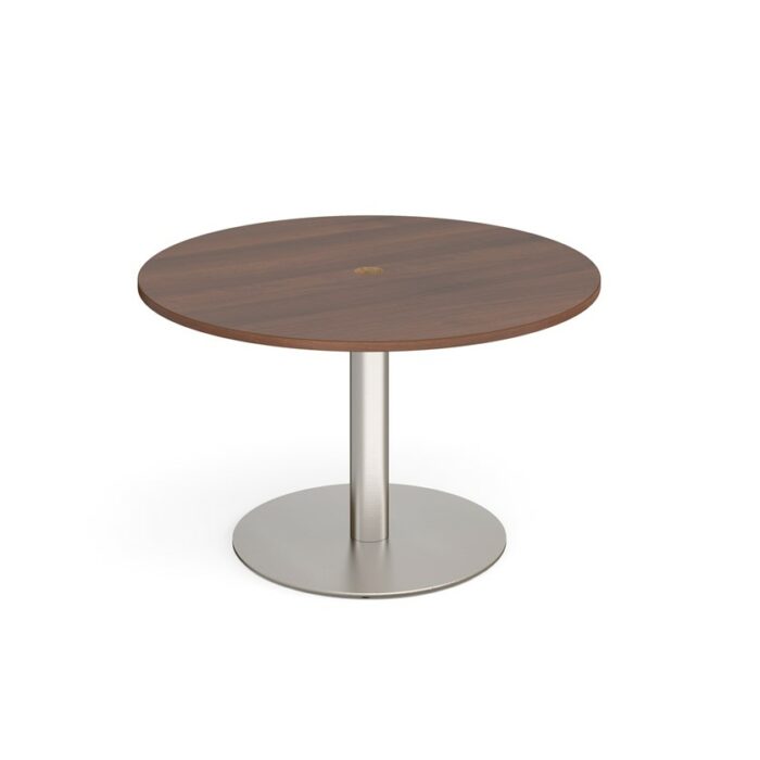 DAMS Eternal circular meeting table 1200mm with central circular cutout 80mm - brushed steel base-34529