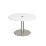DAMS Eternal circular meeting table 1200mm with central circular cutout 80mm - brushed steel base-34525