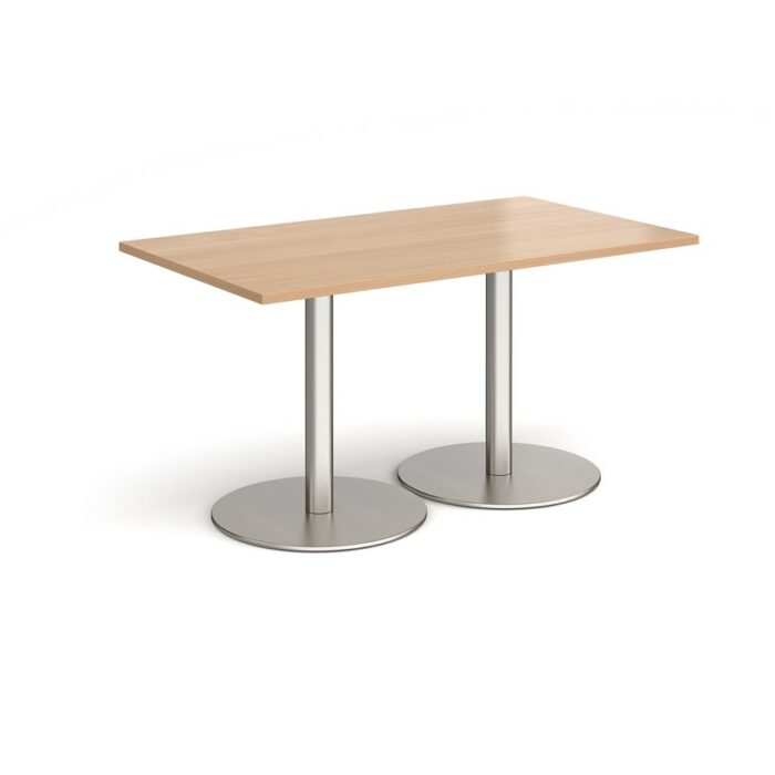 DAMS Monza rectangular dining table with flat round base 1400mm x 800mm-34873