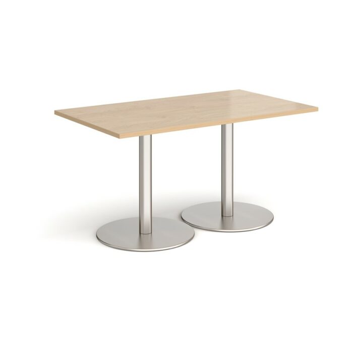 DAMS Monza rectangular dining table with flat round base 1400mm x 800mm-34876
